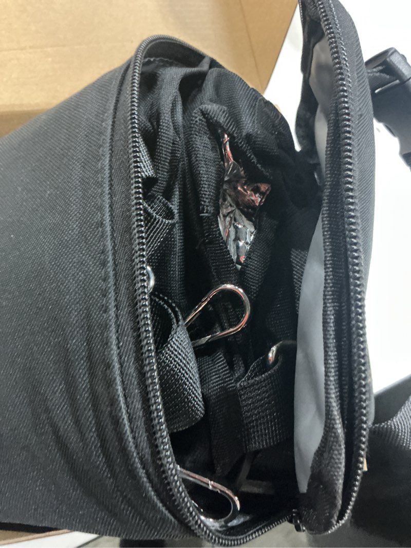 Condition photo showing As Is for double stroller organizer for bob duallie with 2 insulated cup holders & cooler bag, baby jogger city mini gt2 jeep double stroller caddy accessories, universal parent console stroller organizer