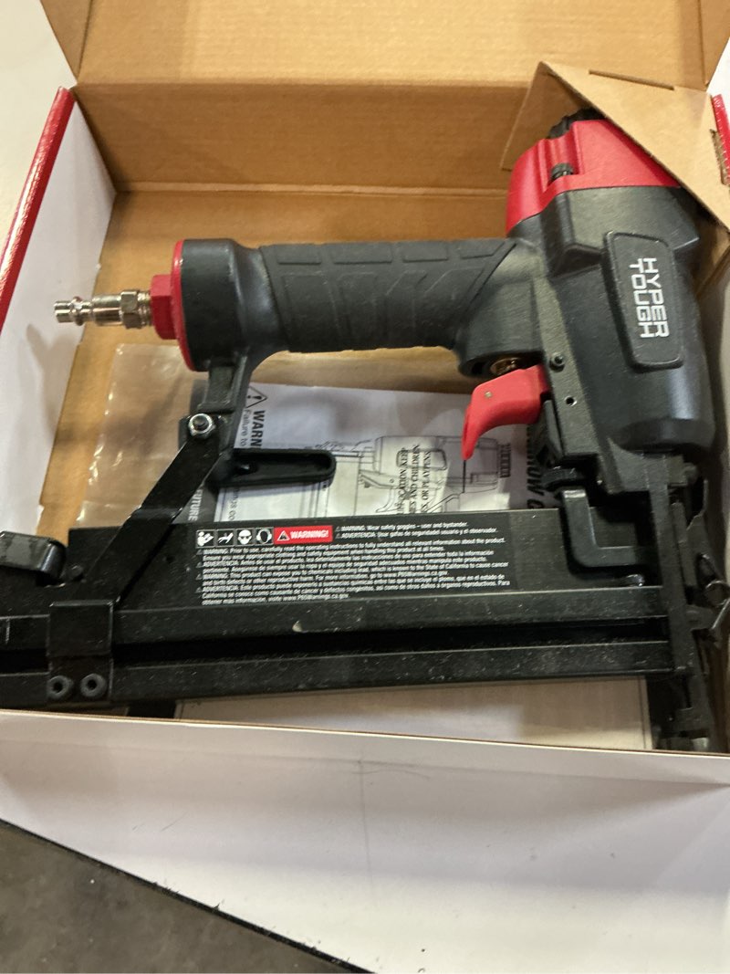 Condition photo showing As Is for hyper tough 18 gauge 2-in-1 pneumatic 2-inch brad nailer and 1/4-inch narrow crown stapler