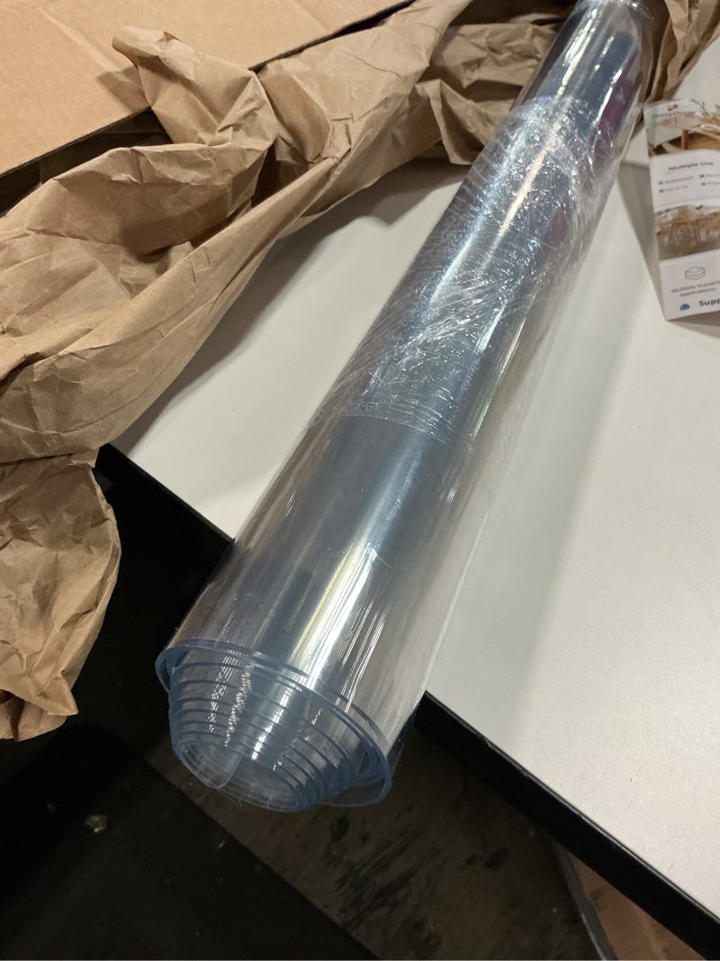 Condition photo showing New/Like New for Clear Table Protector 36 x 60 Inch, 1.5mm Thick Plastic Table Cover, Waterproof PVC Clear Table Cover Protector, Desk Mat Writing Desk Pad for Desktop, Coffee & Dining Room Tabletop 36" x 60" (Rectangular) Crystal Clear