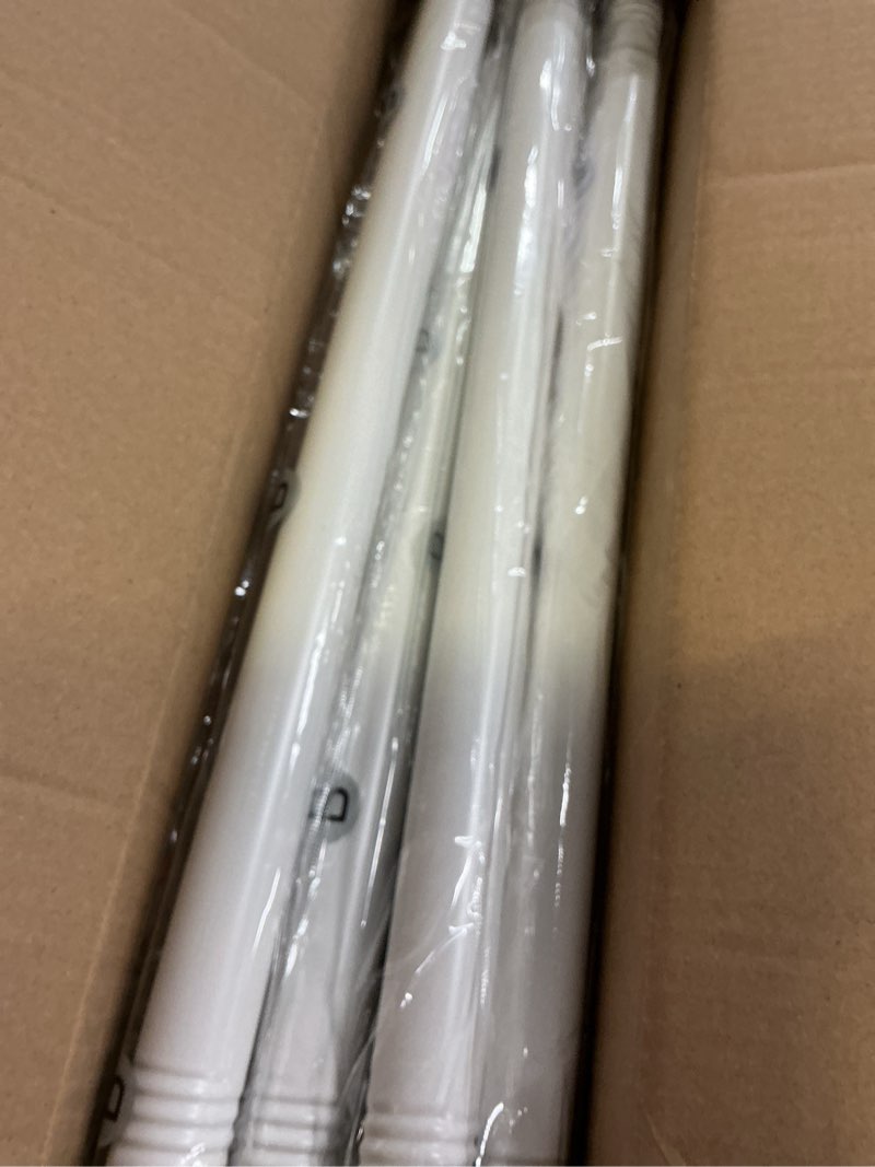 Condition photo showing Good Condition for 2 pack white boho curtain rods for windows, 1" adjustable decorative heavy duty window treatment rods 48 to 84 inch with pinecone twine finials, rustic farmhouse drapery pole for bedroom white 36''-88'' (2 pack)