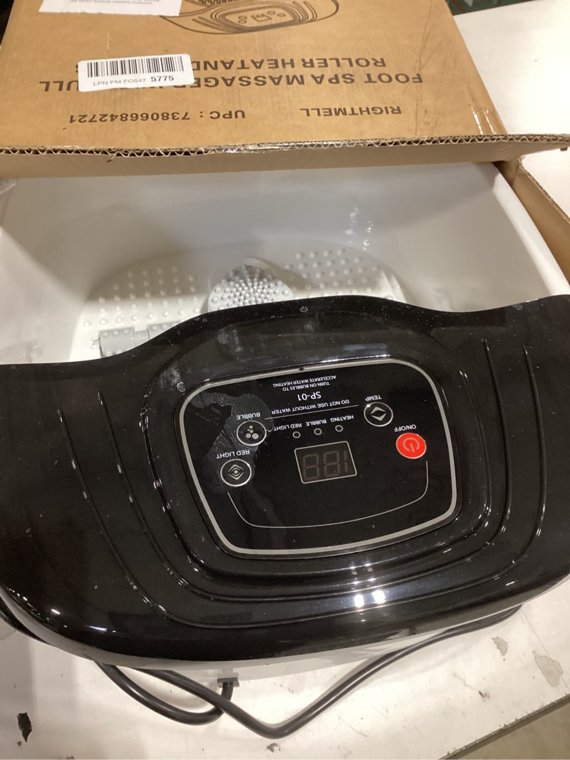 Condition photo showing As Is for Foot Spa Bath Massager with Heat, Epsom Salt,Bubbles, Vibration and Red Light, Tub for Stress Relief,Foot Soaker, Christmas Gifts Birthday Gifts for Mom Dad Women Men Her Him Black/White