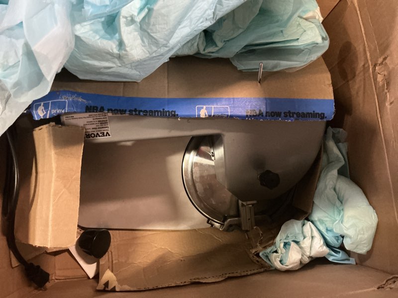 Condition photo showing As Is for Meat Slicer, 340W Electric Deli Food Slicer with 10" SUS420 Stainless Steel Blade and Built-in Sharpening Stone, 0-0.6 inch Adjustable Thickness for Commercial and Home Use, Cut Meat and Cheese 10IN-340W