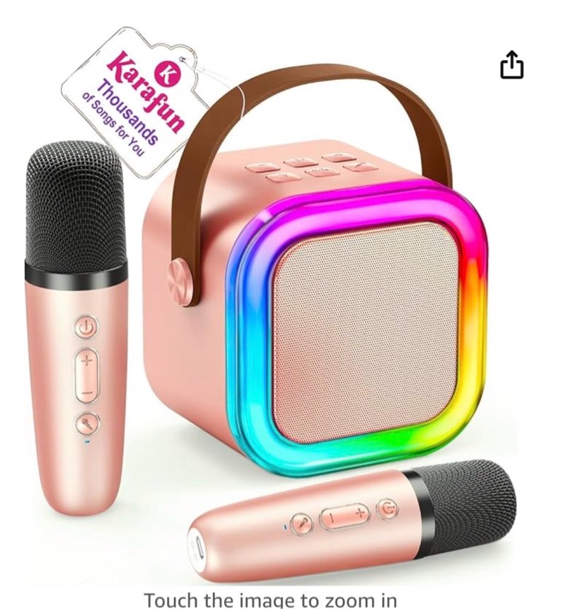IROO Mini Karaoke Machine for Kids, 2025 TOP Toys Christmas Birthday Gifts Ideas for Girls Ages 4, 5, 6, 7, 8, 9, 10, 12+ Years Old, Portable MP3 Player with 2 Wireless Mics for Party(