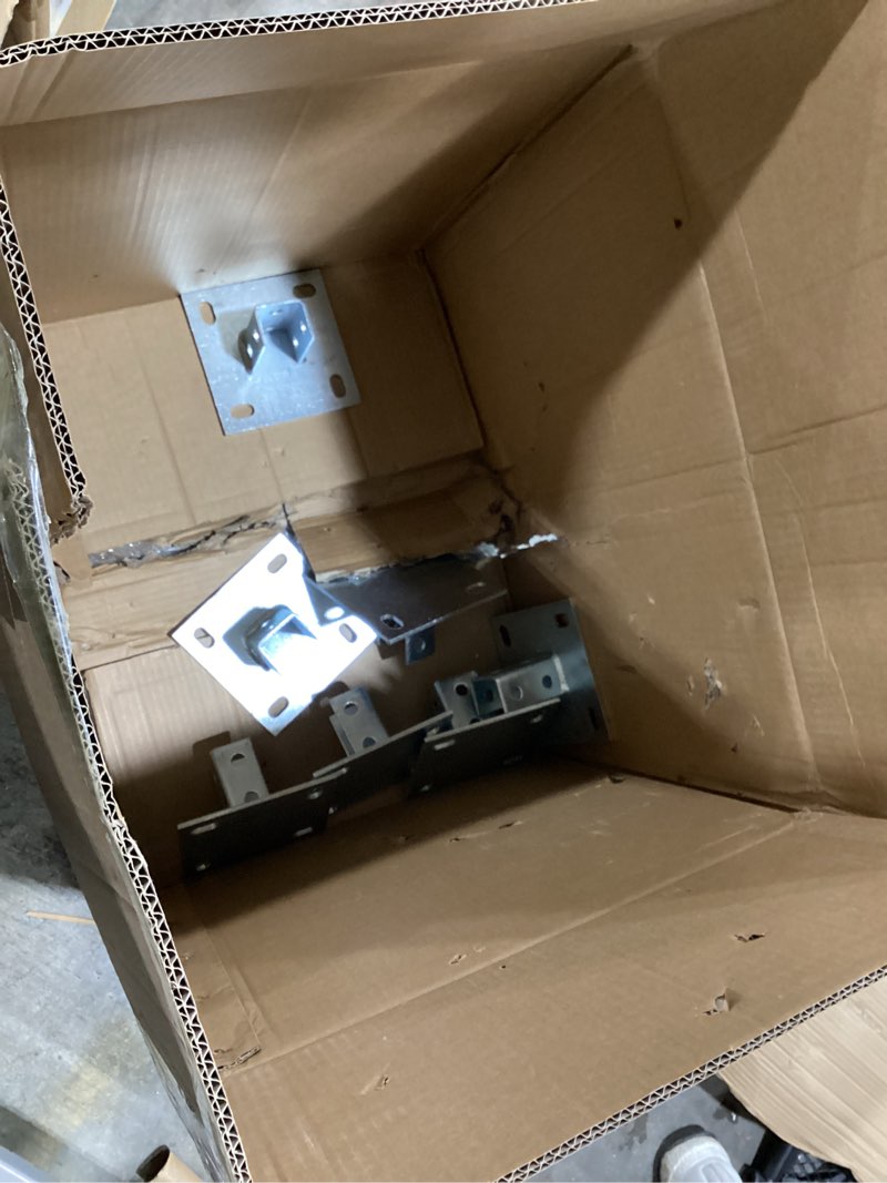 Condition photo showing As Is for yeesport 8 pcs strut post bases, 4 slotted holes u post base for 1-5/8 in square single channel, 5.7 x 5.7 in anti-tilt ground bracket, galvanized carbon steel