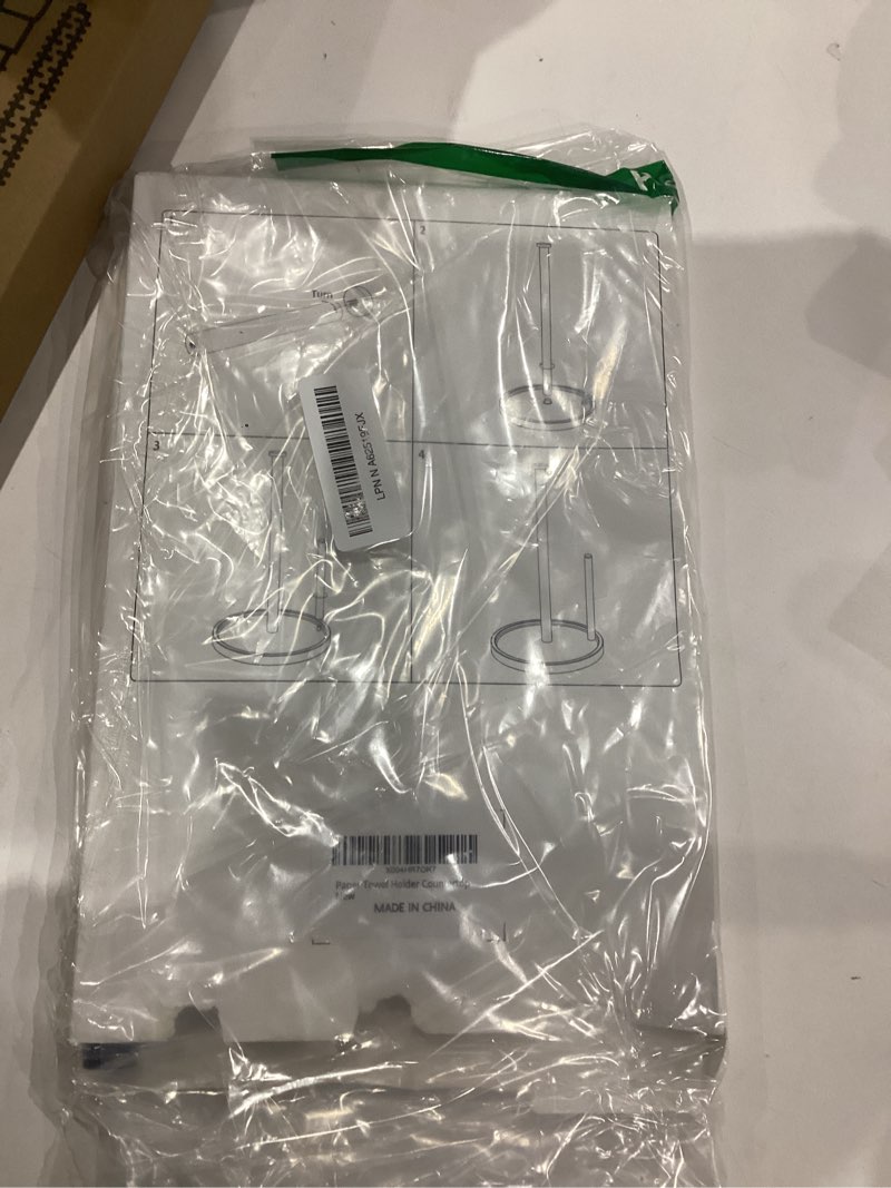 Condition photo showing As Is for Paper Towel Holder Countertop, Standing Paper Roll Holder with Anti Slip Weighted Base, Stainless Steel Freestanding Paper Towel Holder for Kitchen, Black