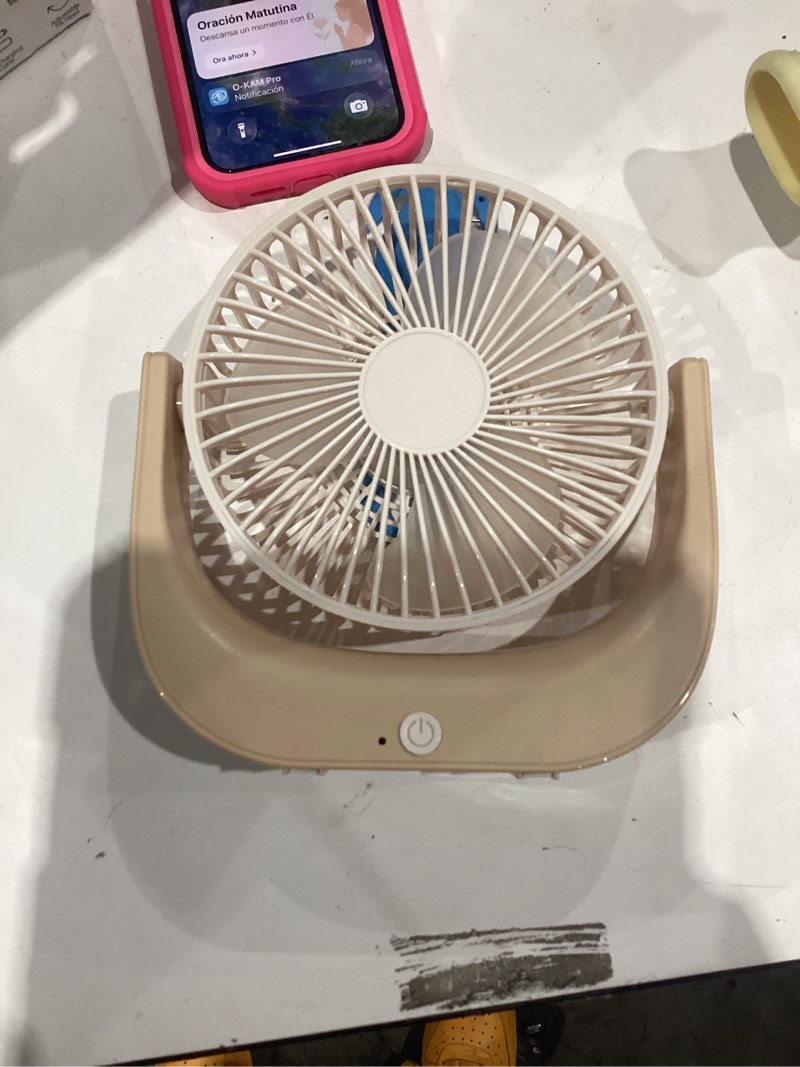 Condition photo showing As Is for incipio rechargeable desk fan  portable usb fan with 3-speed settings  adjustable tilt head & quiet airflow  compact desktop cooling fan for office  h