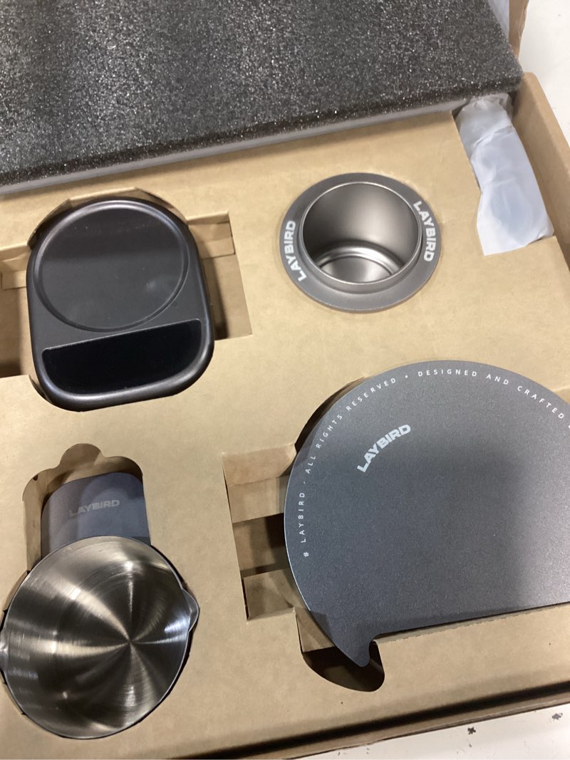 Condition photo showing Good Condition for laybird magattach 3-in-1 coffee scale with timer – precision espresso & pour over scale with flow rate and brew ratio display, includes magnetic dosing cup and extension platform brewing accessories