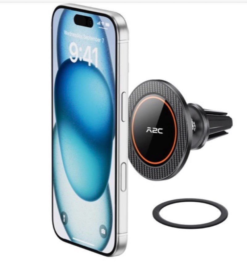 A2C for MagSafe Car Mount, One-Piece Magnetic Phone Holder for Car Vent