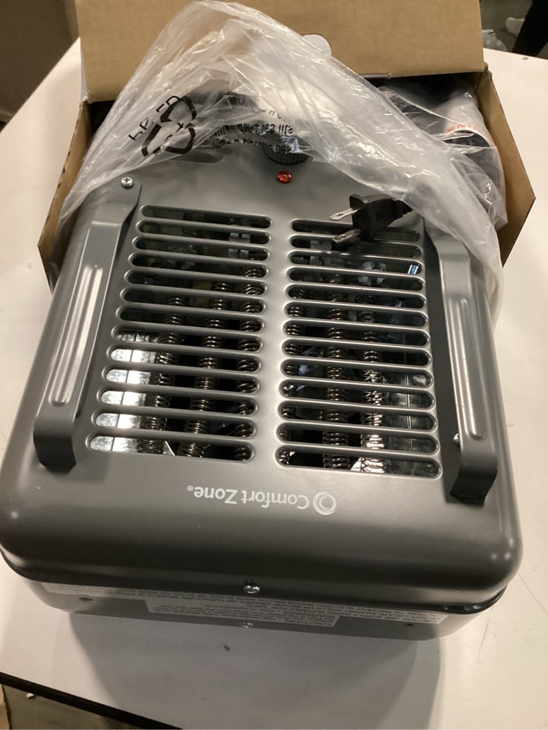 Condition photo showing Good Condition for Comfort Zone Electric Portable Milkhouse Style Utility Space Heater with Adjustable Thermostat, Overheat Protection, and Safety Tip-Over Switch, Ideal for Garage or Greenhouse, 1,500W, CZ798