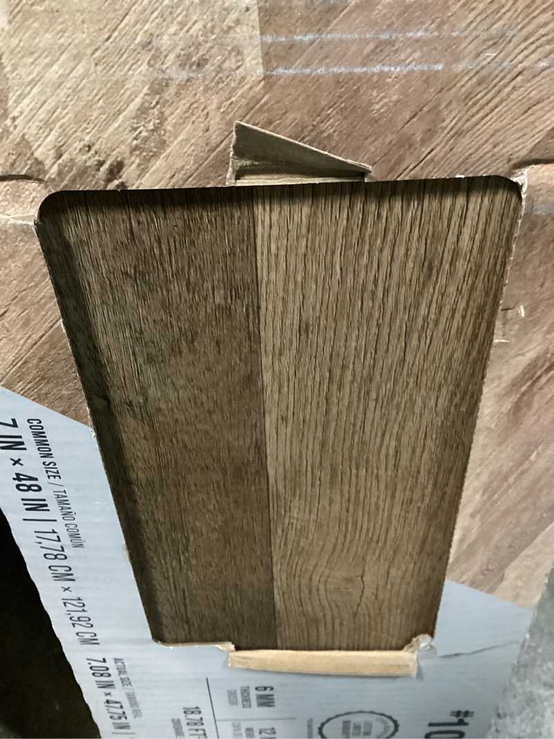 Condition photo showing Good Condition for 100+ bought last week stainmaster russet 12-mil x 7-in w x 48-in l waterproof luxury vinyl plank flooring 8pc