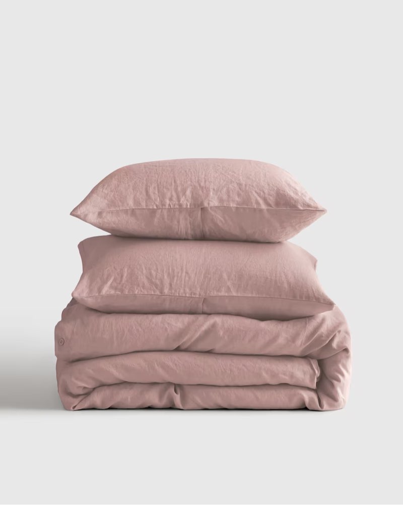 european linen duvet cover set dusty mauve full/queen