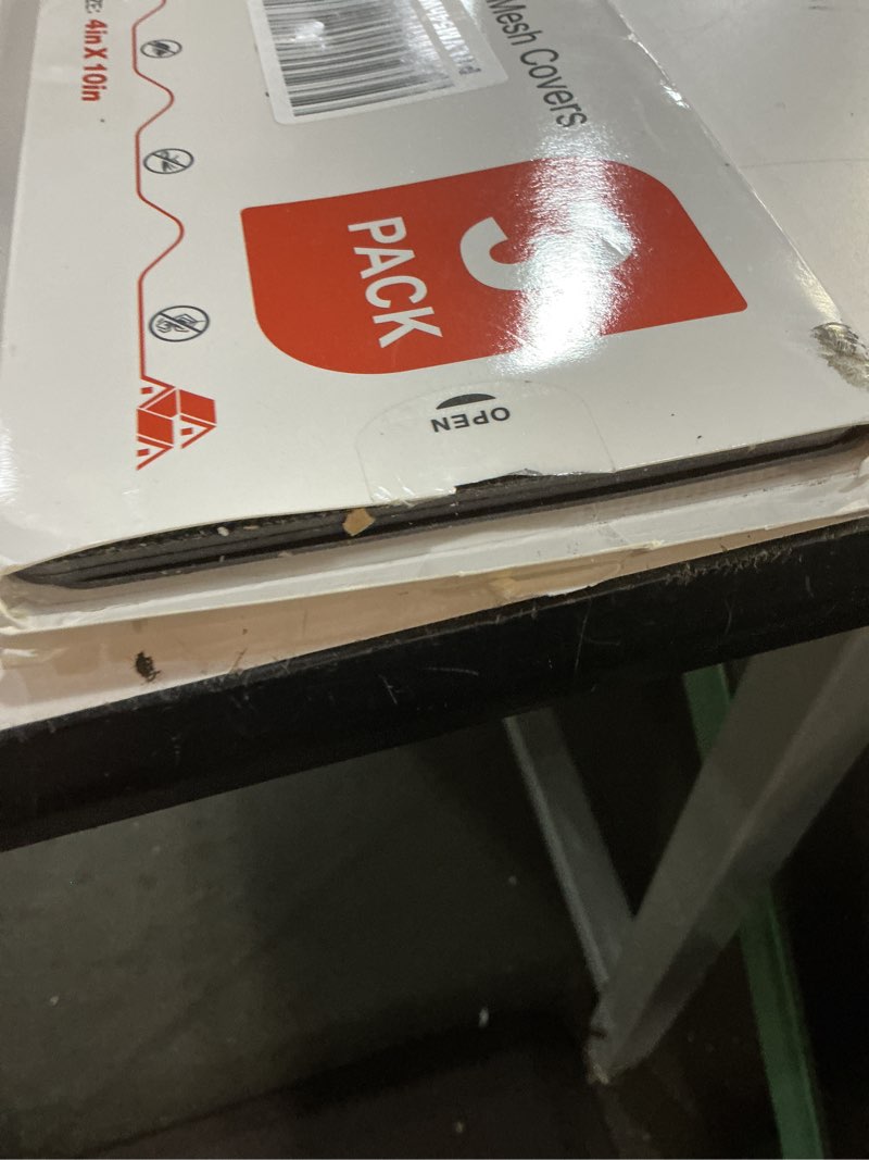 Condition photo showing As Is for magnetic vent screen mesh covers, floor vent covers 3 pack, for floor, wall & ceiling registers of width 5" to 5.75", length 11.2" to 11.75", magnetic air vent filters, black 5.1"x11.3" 3 pack black