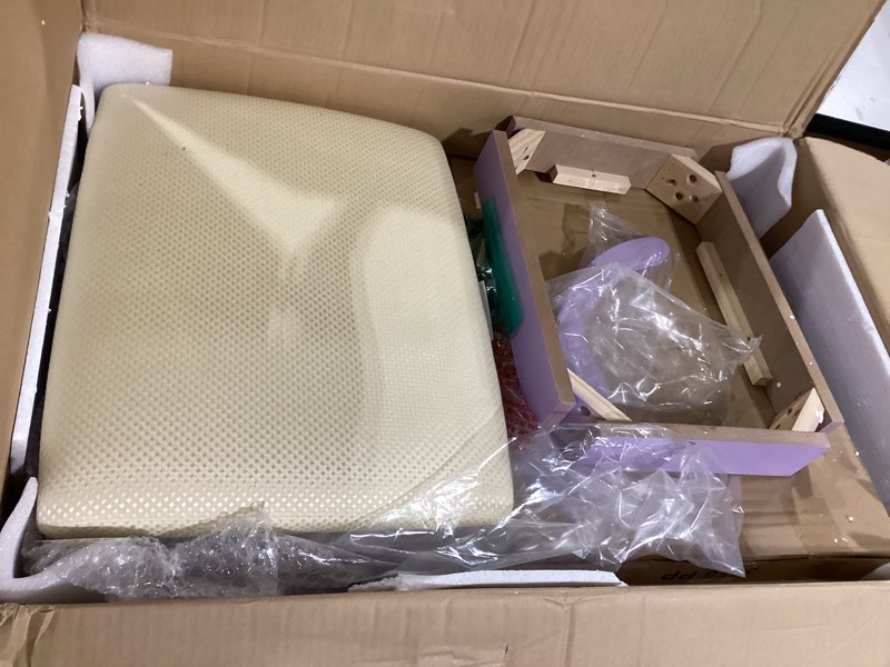 Condition photo showing Good Condition for roundhill furniture moniys wood moniya makeup vanity table and stool set, purple