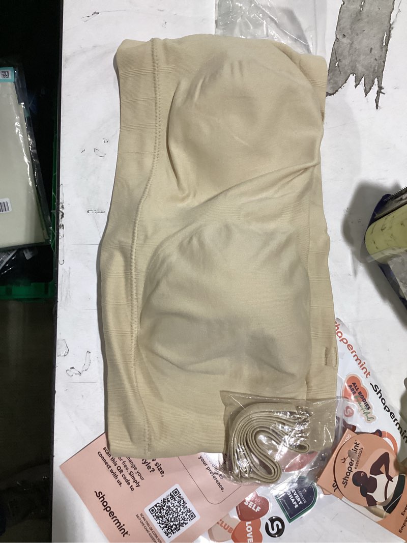 Condition photo showing Good Condition for shapermint strapless bras for women - bandeau bra, small to plus size bras for women, strapless top large: 36dd/e–ddd/f, 38c–d beige