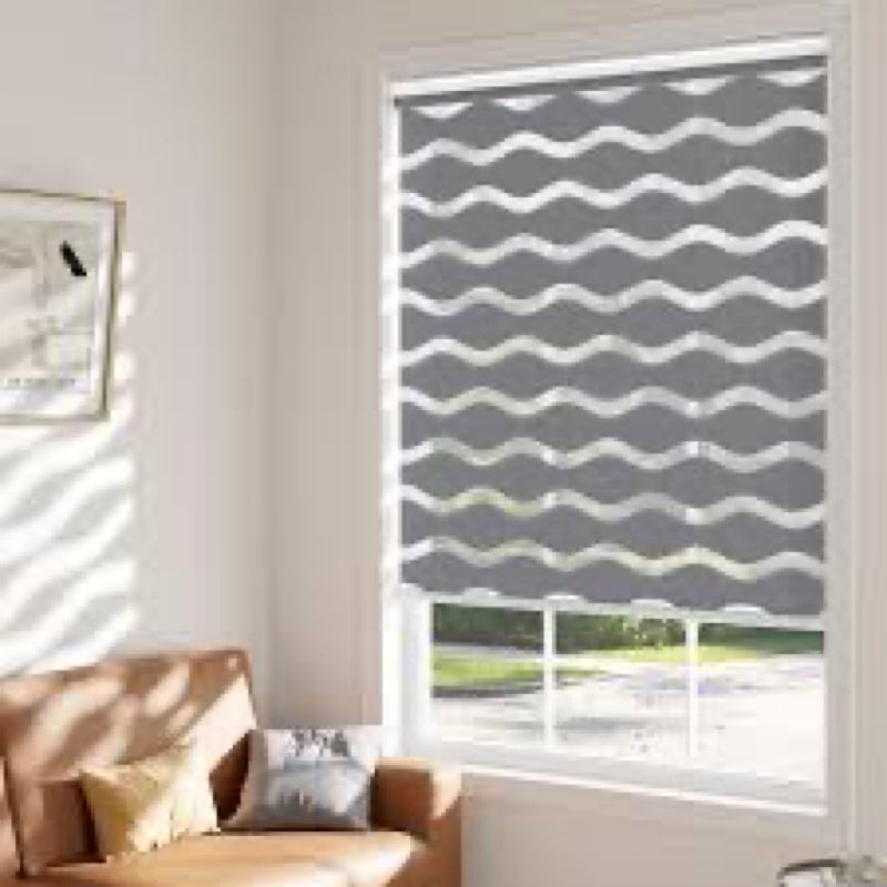 LazBlinds No Drill Cordless Zebra Blinds for Indoor Windows, Dual Layer Light Control Roller Shades 