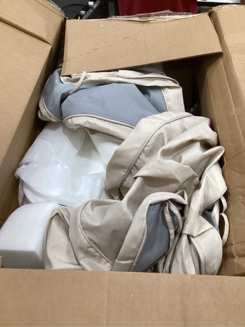 Condition photo showing As Is for outdoor chair cushions, water-resistant & fade-resistant, patio furniture square seat replacement chair pads with ties zipper, removable cover, non-slip bottom, set of 6, 24 x 24 inch, beige beige 24" x 24" 6 pack
