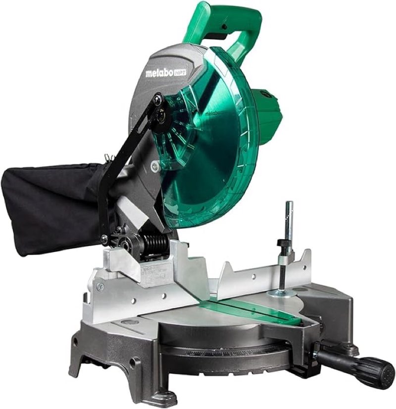 metabo hpt 10-inch compound miter saw, 15-amp power saw with large 10-inch table, precision miter angles, single bevel 0-45°, 24t tct blade, positive stops, lightweight design, c10fcgs