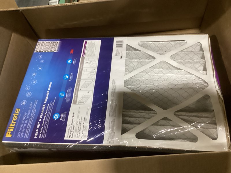 Condition photo showing As Is for Filtrete 16x25x5 AC Furnace Air Filter, MPR 1550, MERV 12, Fits Honeywell & Trion AirBear, CERTIFIED Asthma & Allergy Friendly, Electrostatic Air Filter, 1-Pack (actual size 15.75 x 24.13 x 4.88) 4.9" x 24.1" x 15.6"