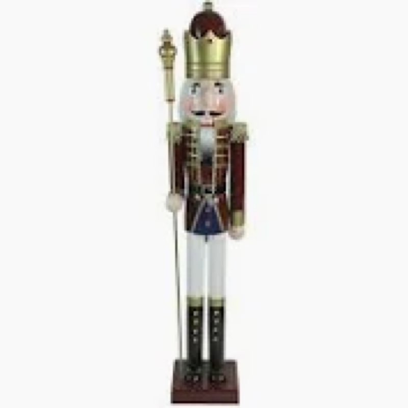 Liliful 48 Inch 4 ft Tall Life Size Christmas Nutcracker Giant Wooden Nutcracker Statue with Golden 