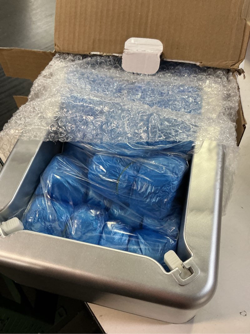 Condition photo showing Good Condition for shoe covers dispenser with 200pcs shoe cover disposable non slip, user-friendly and reliable shoe cover machine, fits size up to 11 us men, widely applicable in indoor(silver)
