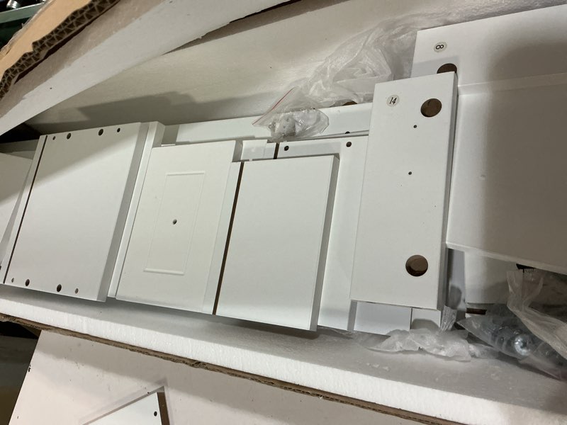 Condition photo showing Good Condition for choochoo narrow bathroom storage cabinet with adjustable shelves, tall storage cabinet with 2 doors and 1 drawer, freestanding cupboard for small spaces, white white 7.87"d x 7.87"w x 70.87"h