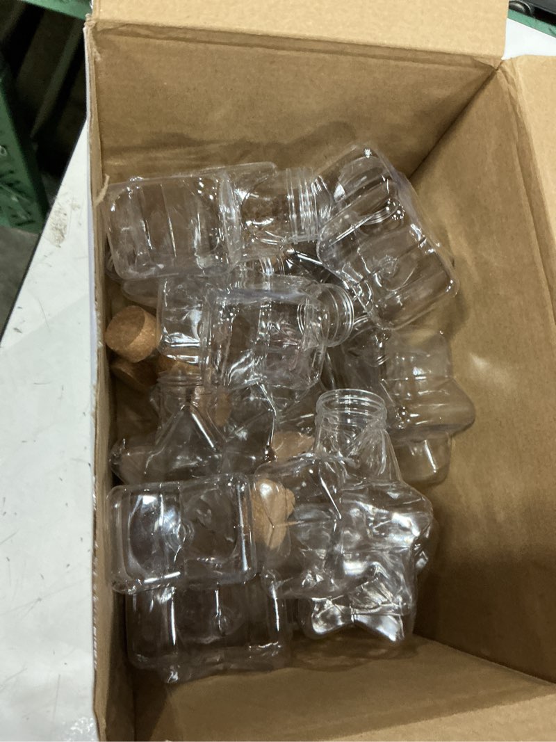 Condition photo showing As Is for yinkin 30 pcs 5.5 oz star sand art bottles plastic clear sand bottles with lids candy jars for diy craft decoration party(cork lid)