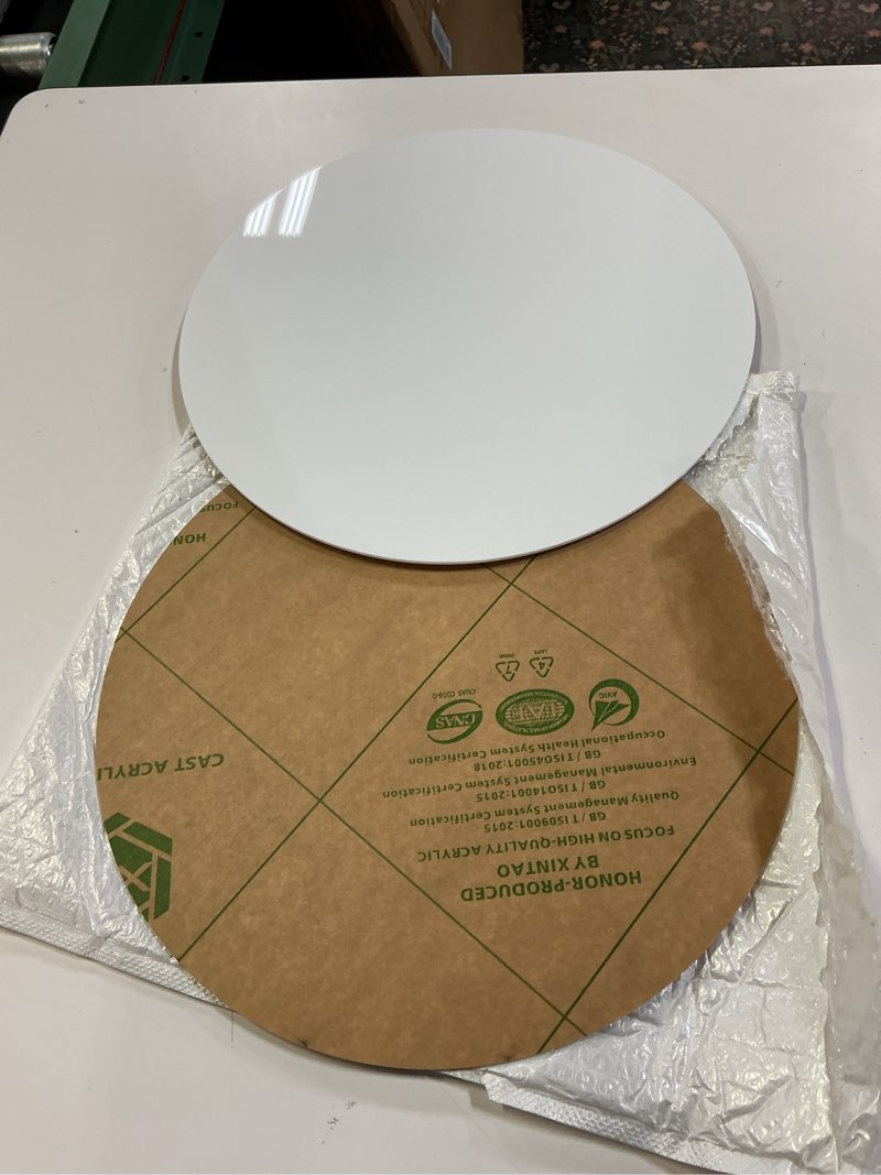 Condition photo showing Good Condition for 2 pack round acrylic sheet, 2.7~3mm thick acrylic plastic sheets plexiglass boards for laser cutting and diy craft projects (opaque white, 14 inch diameter) opaque white 14 inch diameter
