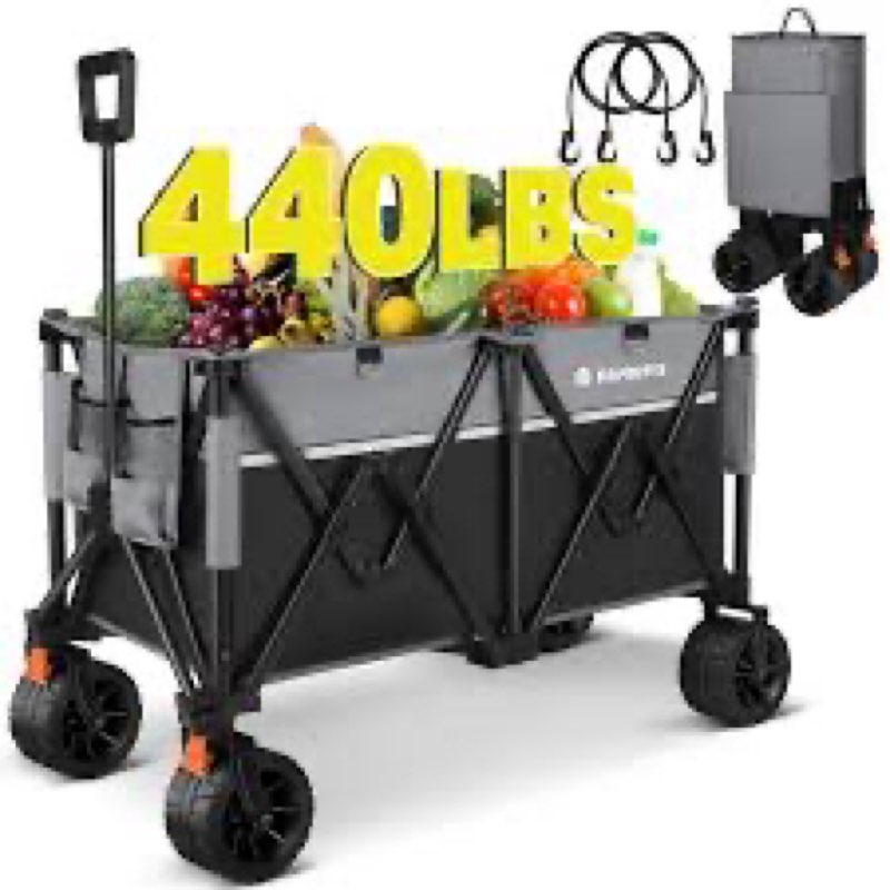 Collapsible Folding Wagon,Utility Beach Wagon Cart Heavy Duty Foldable with All-Terrain Wheels,Large Capacity Foldable Grocery Wagon for Garden Sports Outdoor Camping?Black?