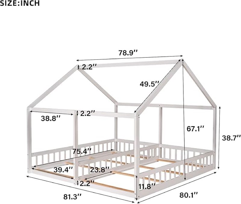 harper & bright designs twin size house platform beds,two shared beds frame for kids, white
