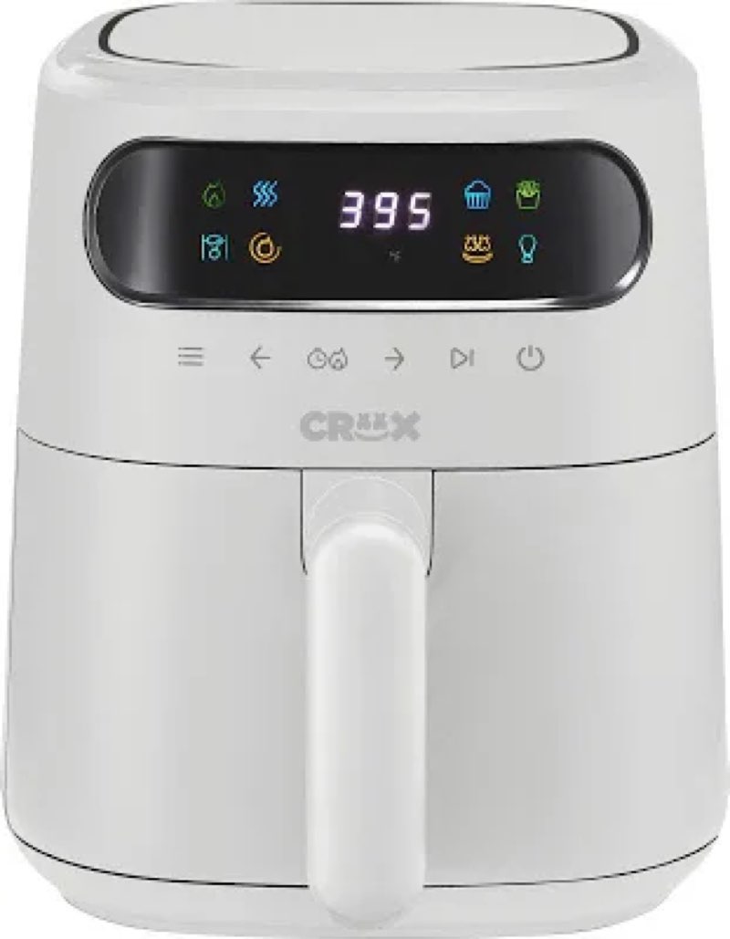 CRUX x Marshmello 3.0 QT Digital Air Fryer with TurboCrisp Technology, Touch Screen Temperature Control, Timer and Auto Shut-off, Fully Programmable, Silicone Cupcake Molds Included, Black