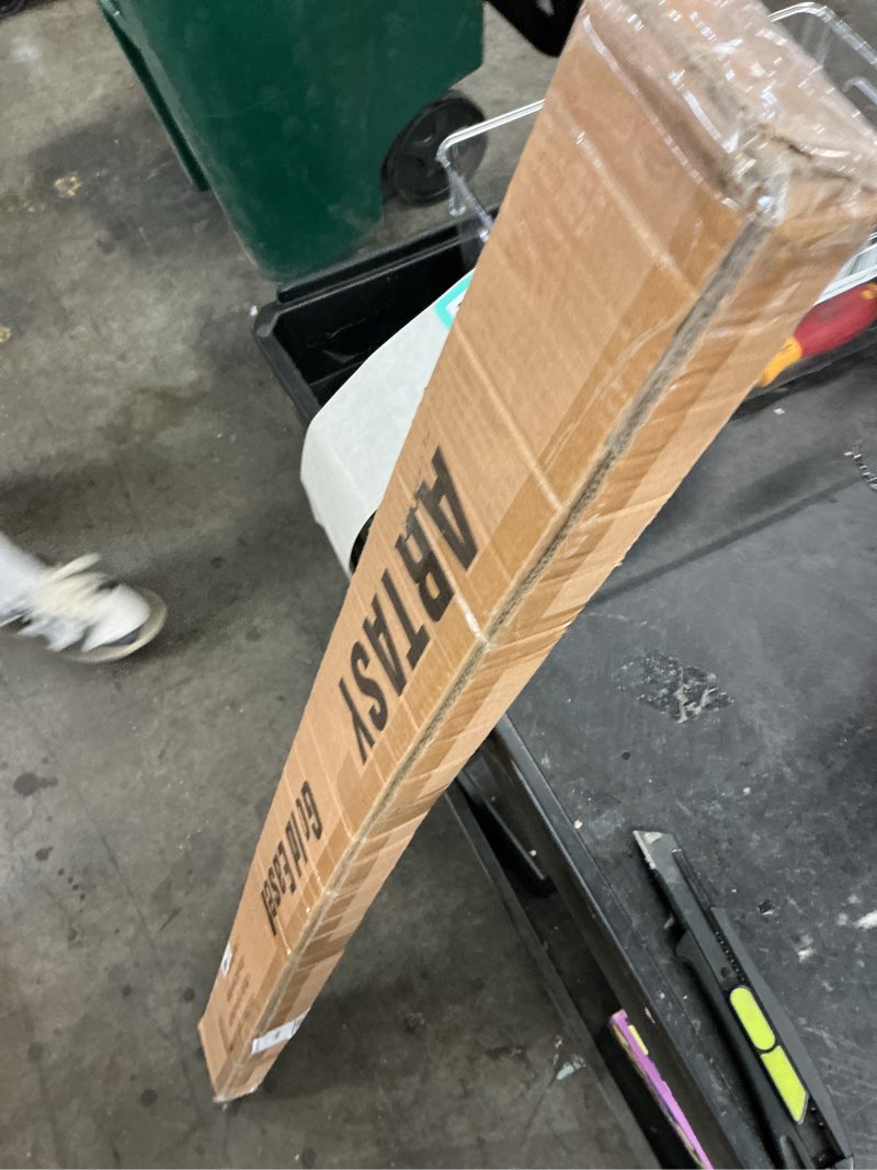 Condition photo showing As Is for ARTASY 50" Gold Easel Stand for Wedding Sign, Adjustable Metal Easel for Display, Poster, Painting Canvas, Portable Large Welcome Sign Stand for Home and Office Gold 50" Height