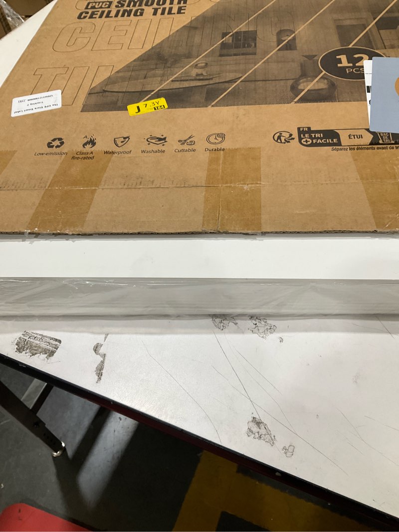 Condition photo showing Good Condition for art3d 12-pack smooth drop ceiling tile 2ft x 2ft - fire-rated, waterproof, reusable - premium pvc, no sag and breakage - cover 48 sq. ft, white 24*24 square white 12