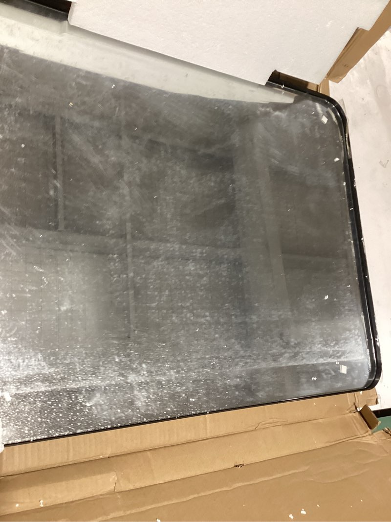 Condition photo showing New/Like New for Black Bathroom Mirror  Rectangle Metal Framed Vanity Wall Mirror, HD Tempered Glass, Horizontal or Vertical Hanging Matte Black 