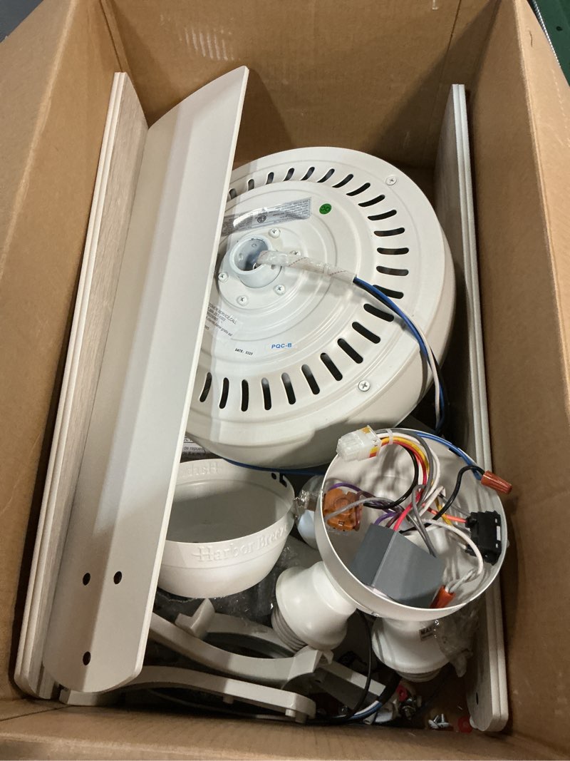 Condition photo showing As Is for harbor breeze cypress point 52-in white indoor ceiling fan (5-blade)