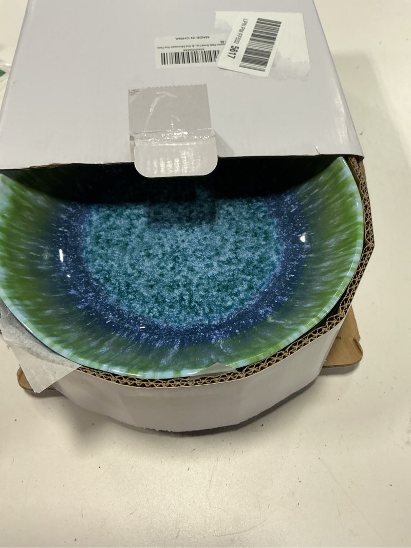 Condition photo showing Good Condition for Melamine Pasta Bowls Large Salad Bowls Set 9 inch Sets of 6 pcs Soup Bowls Wide Shallow Flat Turquoise Teal Round Dinnerware Tableware Dishwasher Safe Not Microware Not Oven
