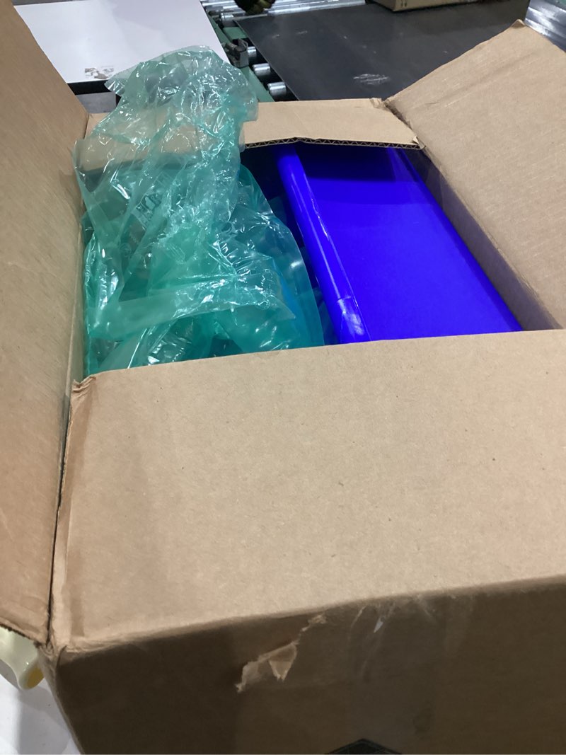 Condition photo showing As Is for Akro-Mils 09185 Plastic Tote Tool & Supply Cleaning Caddy with Handle, (18-3/8-Inch x 13-7/8-Inch x 9-Inch), Blue (09185BLUE) Blue 1