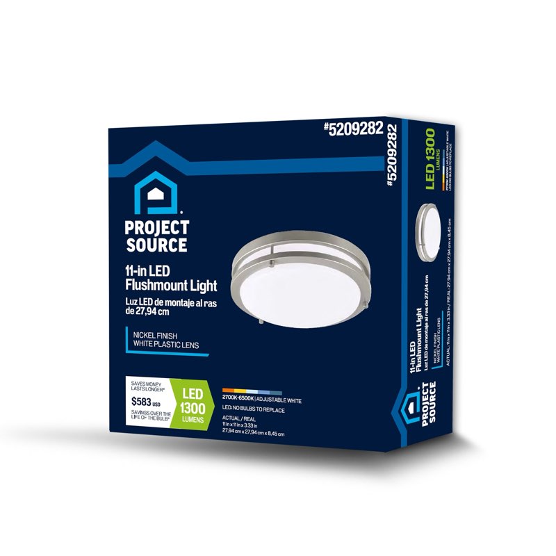 project source 1 -light 11-in satin nickel integrated led flush mount