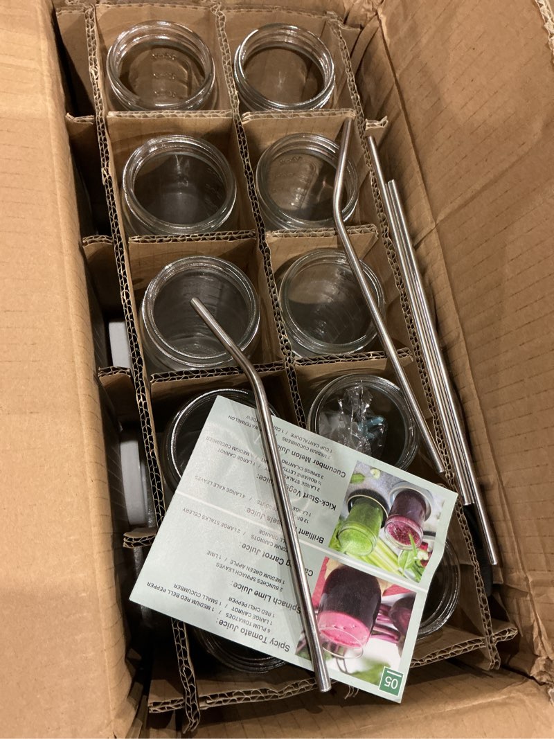 Condition photo showing Good Condition for ruckae 16oz 10 pack juice bottles, glass bottles with lids, smoothie cup lids and straws, water bottle mason jar drinking glasses for juicing, smoothies, kombucha 16oz-10pack transparent