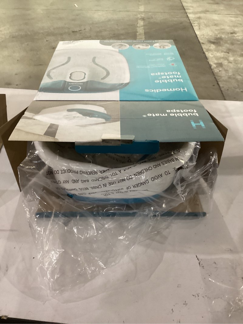 Condition photo showing New/Like New for NOT TESTED HoMedics Bubble Mate Foot Spa, Toe Touch Controlled Foot Bath with Invigorating Bubbles and Splash Proof, Raised Massage nodes and Removable Pumice Stone