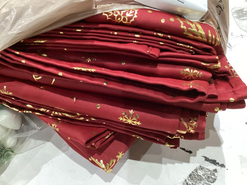 Condition photo showing As Is for RYB HOME Christmas Curtains for Bedroom/Living Room, Red Curtains with Gold Foil Stamping Pattern, Blackout Thermal Insulating Window Drapes, W52 x L84, 2 Panels Red and Gold 52"W x 84"L (Pack of 2)