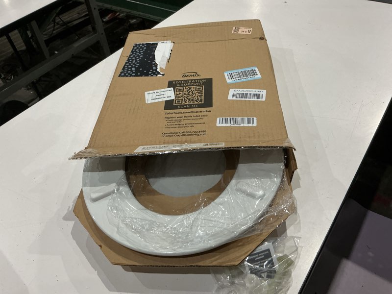 Condition photo showing As Is for mayfair 847slow 000 kendall slow-close, removable enameled wood toilet seat that will never loosen, 1 pack - round - premium hinge, white (b07zqr1rmn)