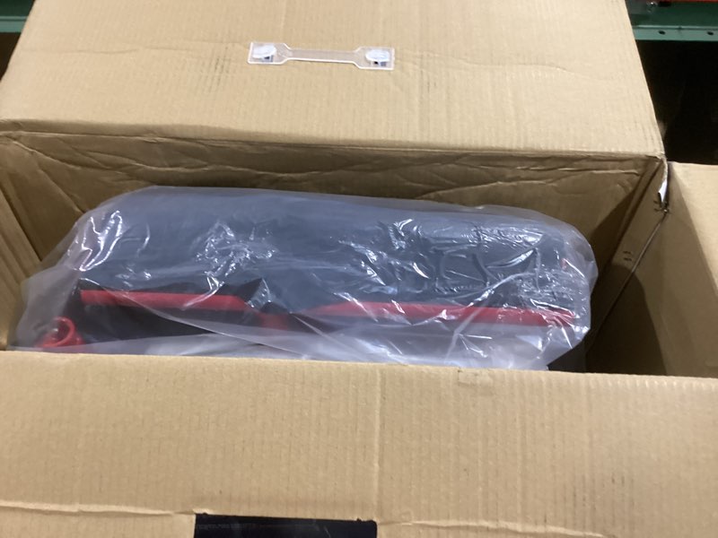 Condition photo showing New/Like New for Medline Ultra Lightweight Transport Wheelchair for Adults, Foldable, 19-Inch Seat Width, Red Frame, Black Upholstery Red Wheelchair