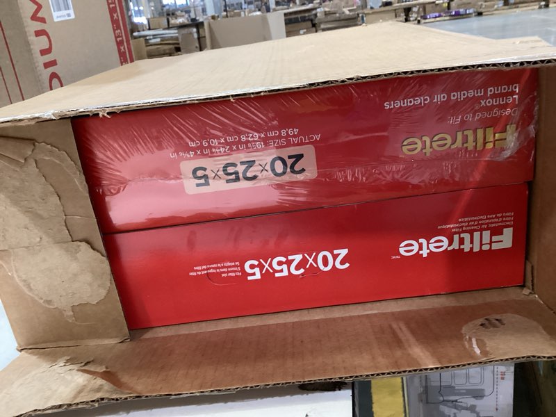 Condition photo showing New/Like New for filtrete 20x25x5 ac furnace air filter, mpr 1000, merv 11, fits lennox devices, allergen defense, electrostatic air cleaning filter, 2-pack (actual size 19.63 x 24.75 x 4.31 in)