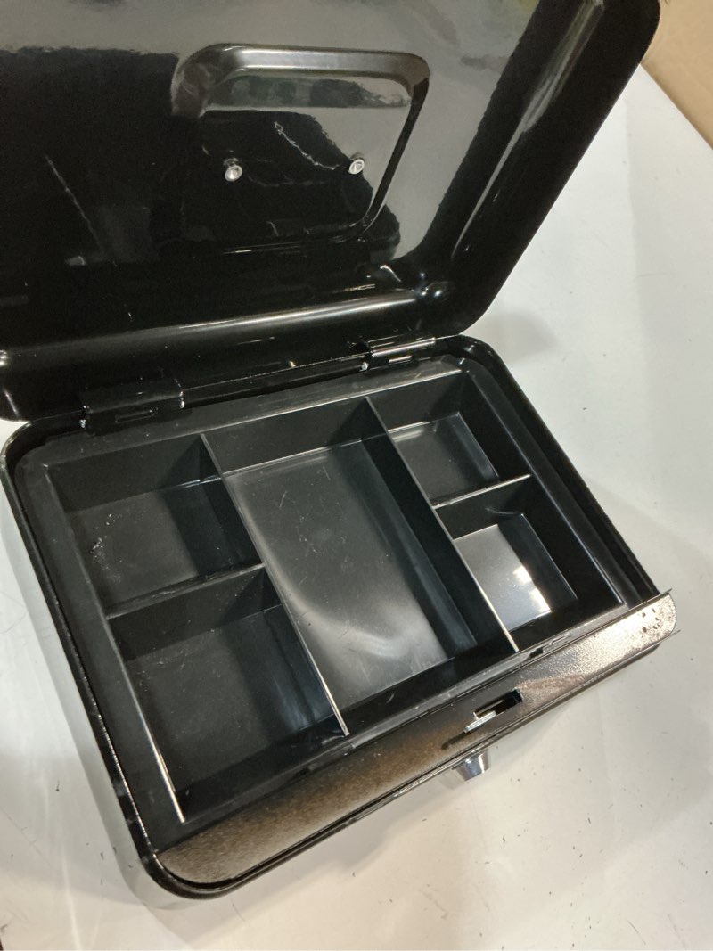 Condition photo showing As Is for pen + gear 10 inch metal cash box with money tray and key lock  black  yfc-25