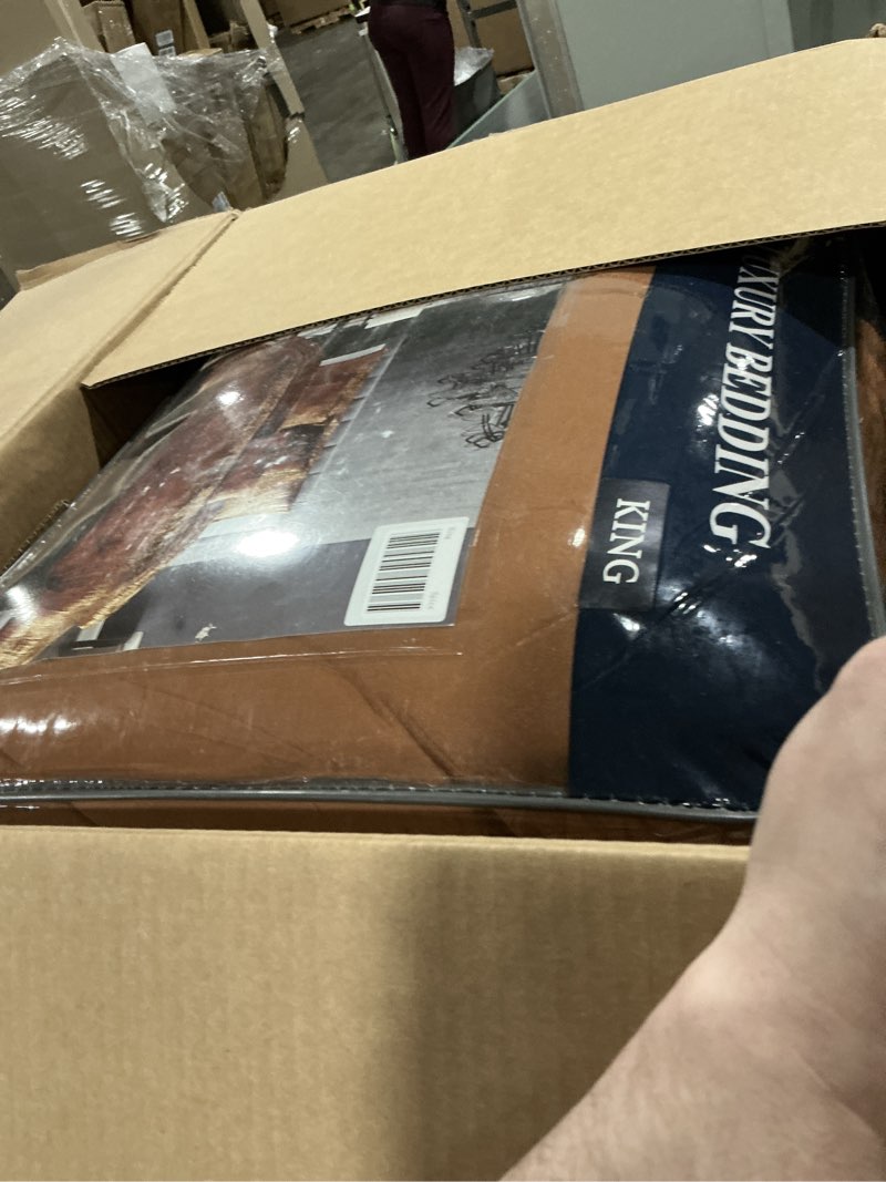 Condition photo showing Good Condition for Riverbrook Home Turin Plush Comforter Set, King, Spice, 7-Piece Set Spice King