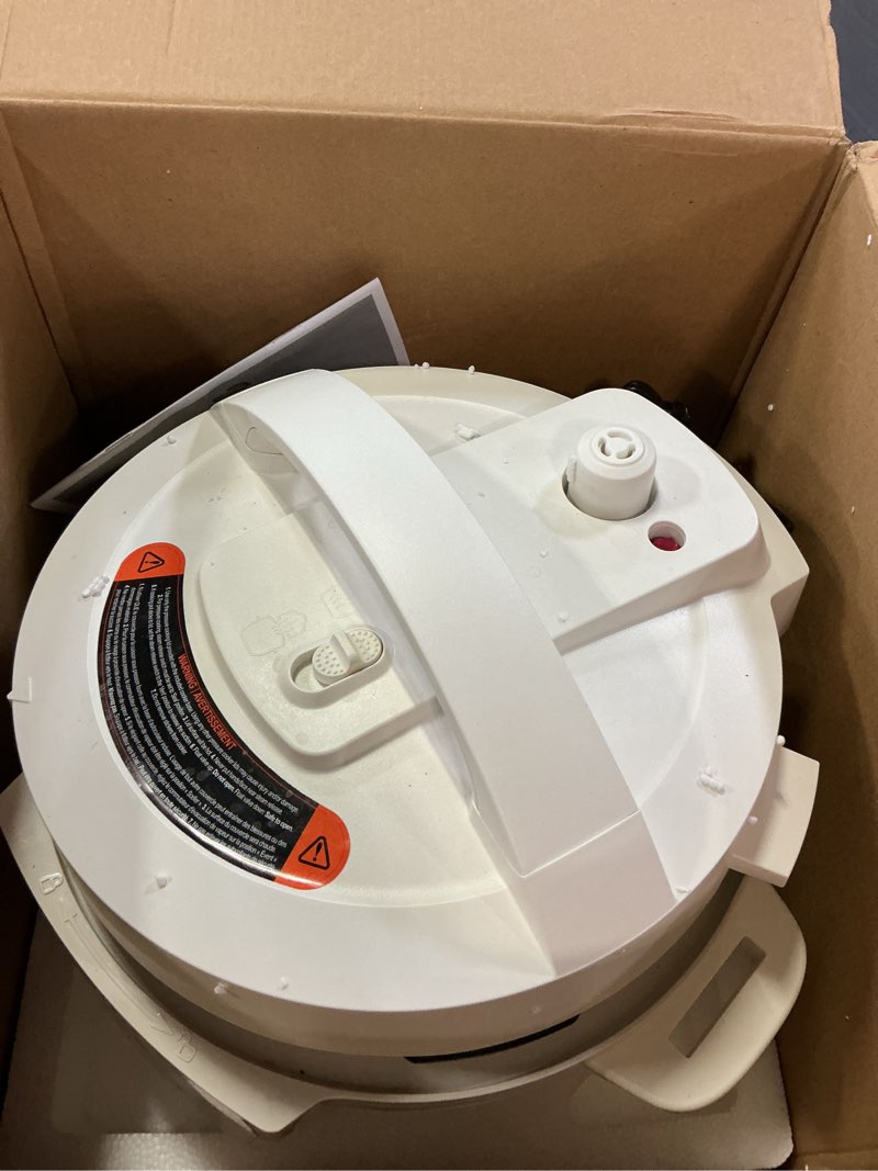 Condition photo showing As Is for instant pot 4qt rio mini 7-in-1 multi-cooker, pressure cooker, slow cook, sauté, steam, rice maker, yogurt, & warmer, sea salt, 4 quarts