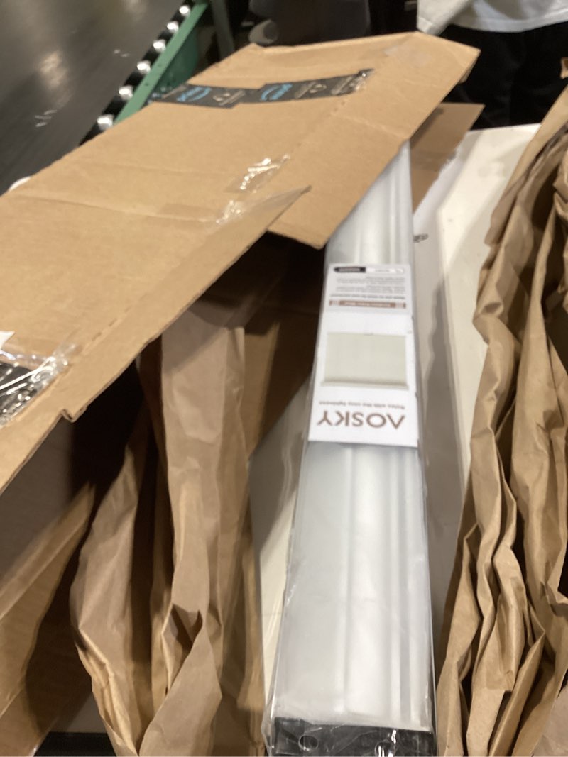 Condition photo showing Good Condition for aosky light filtering roller shades cordless blinds for windows, 1% openness free-stop shades with valance, thermal insulated fabric, uv protection, natural woven blinds?32" w x 72" h, white? white 32"w x 72"h
