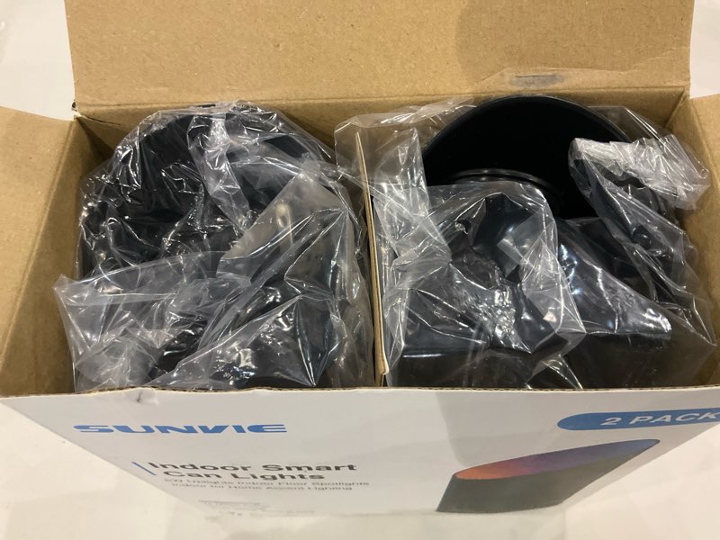 Condition photo showing New/Like New for SUNVIE 2 Pack Smart Floor Can Light 5W RGBW Color Changing Uplighting Indoor Uplights 2700K-6500K Up Lights Indoor Floor Spotlight for Plant Corner Wall Artwork, APP Control Alexa & Google Home, Black 2 Pack Black