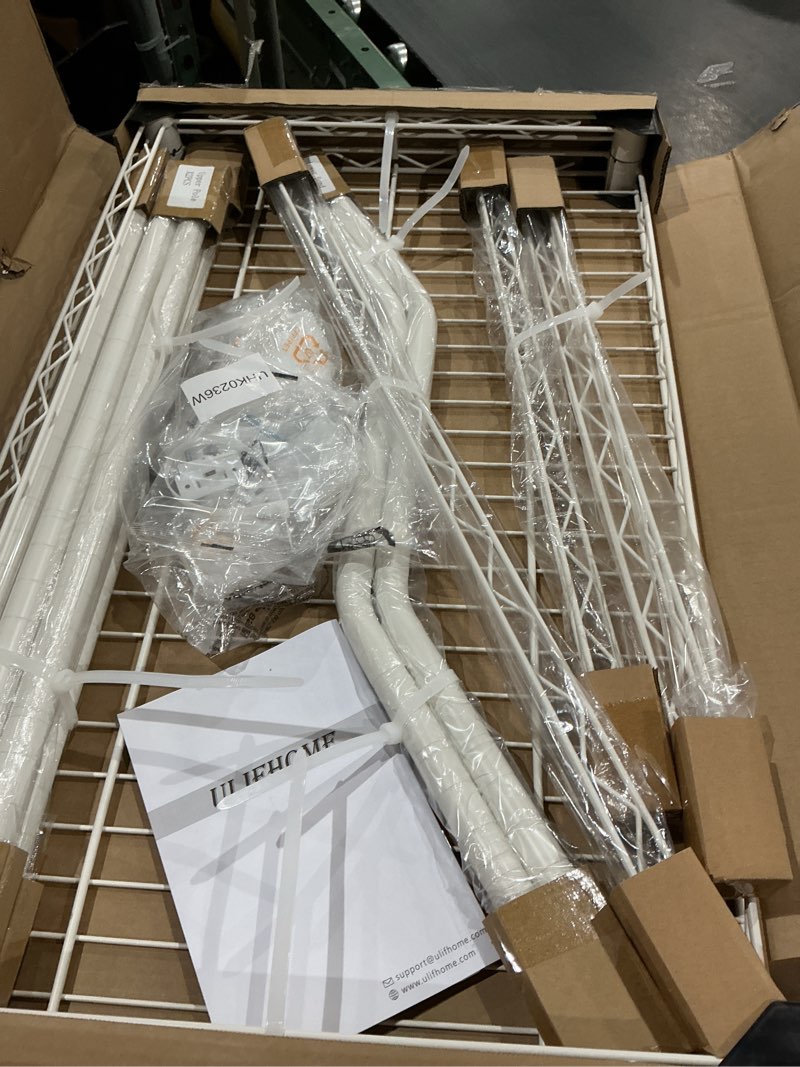 Condition photo showing Good Condition for ulifhome u16 upgraded washer dryer stacking rack for narrow laundry room and bathroom, metal over washer and dryer storage shelves for saving space, 29.5" w x 23.6" d x 53.1" h, white