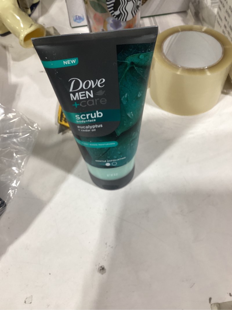 Condition photo showing Good Condition for dove men + care body and face scrub eucalyptus deeply exfoliates for hydrated & nourished skin 100% gentle cleanser, no sulfate cleansers or parabens 9 oz eucalyptus 9 ounce (pack of 1)